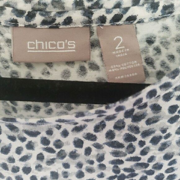 Chicos Short Sleeve Blouse Top Semi Sheer Cotton Blend Women's Size 2 US L - Picture 2 of 8